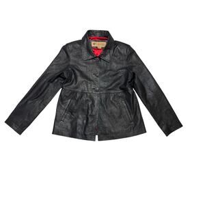 Columbia Sportswear Red Lined Leather Jacket SZ M